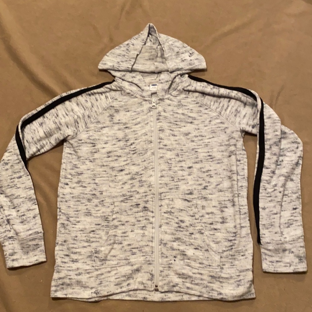 Old Navy, Full-Zip, Hooded sweatshirt.  Girls Size XL (14).  White/Black.